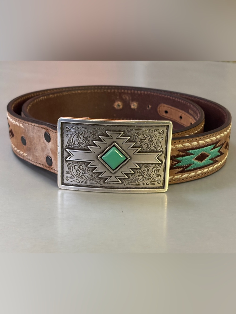 Ariat Brown Genuine Leather Belt with buckle L